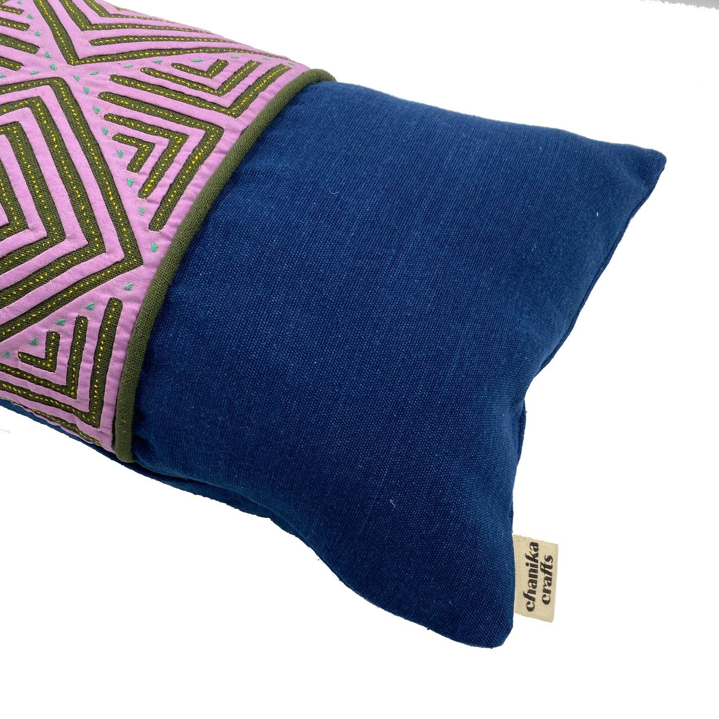 Hmong Hand Embroideries Small Pillow Case - Blue